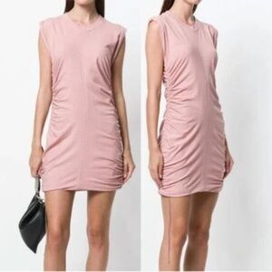 AlexanderWang.t pink cotton jersey ruched sleeveless dress size Large